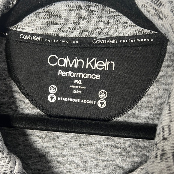 Calvin Klein Performance Full Zip Sweater Thumbholes Black Grey Warm - Picture 5 of 11